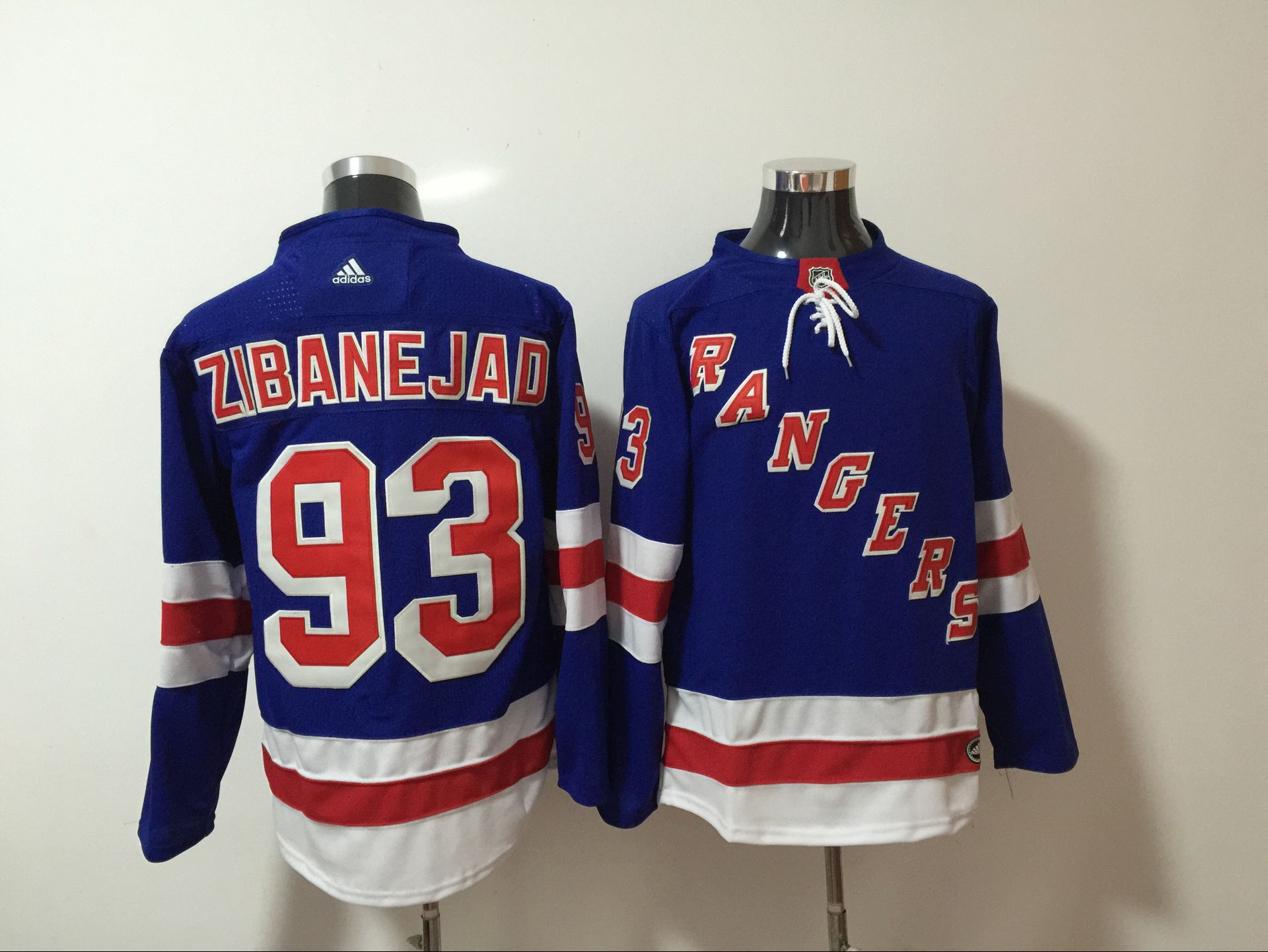 Men New York Rangers #93 Zibanejad Blue Hockey Stitched Adidas NHL Jerseys